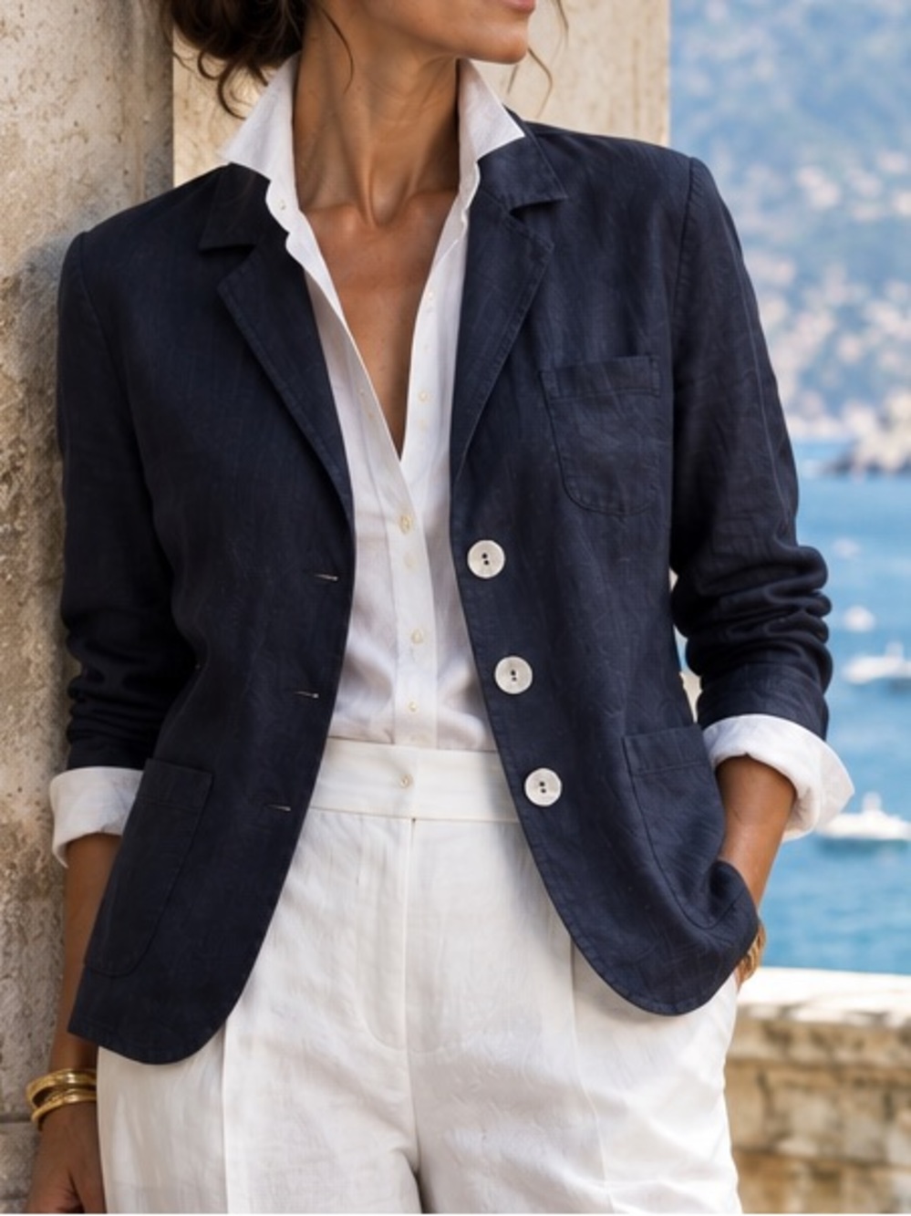 Fedeli for Trillion Women’s Navy Linen Blazer $925. Size 40 / 4 Made in Italy